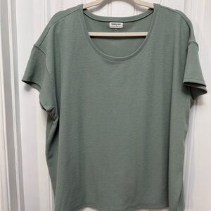 Tommy John Scoop Neck Top Womens 2XL Green Waffle Knit  Lounge Shirt Lily Pad